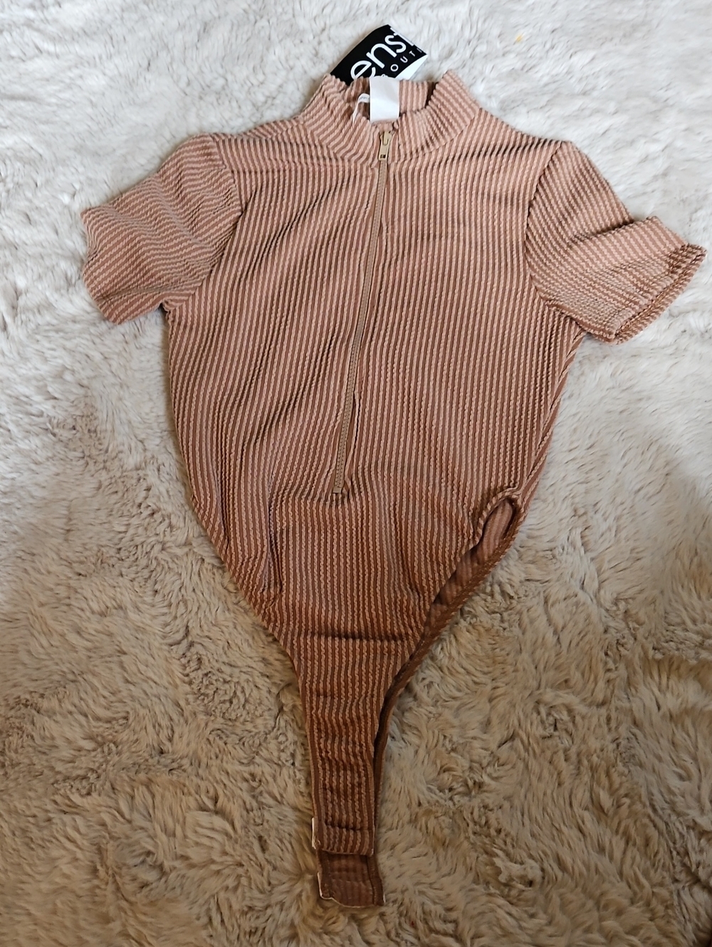 Zip-Front Bodysuit in Dusty Rose